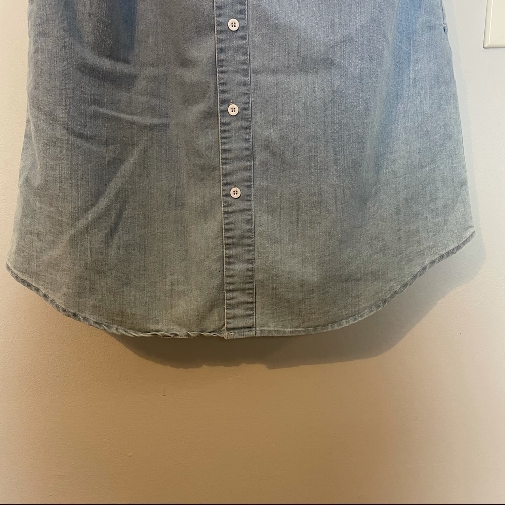Denim Look Cotton Blend Button Down Dress/ Tunic Top - Picture 2 of 11